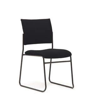 Jump stacking visitor chair- Skid base - Black Crown fabric only | 15 year warranty