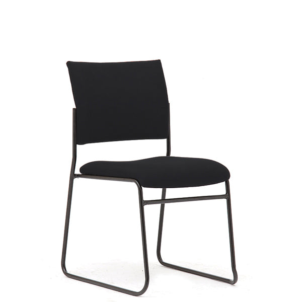 Jump stacking visitor chair- Skid base - Black Crown fabric only | 15 year warranty