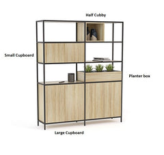 Kubix modular shelving accessories-cupboards, shelves, planter box