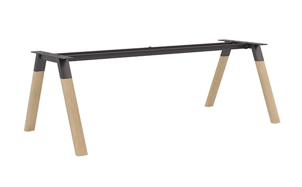 Ligna Meeting Table with solid Oak timber legs and black steel frame| 4 to 8 seater tables