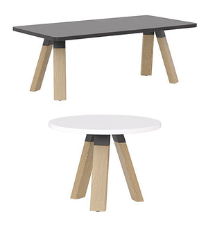 Ligna coffee tables-round & rectangle coffee tables with solid Oak timber legs
