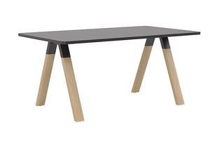 Ligna Meeting Table with solid Oak timber legs and black steel frame| 4 to 8 seater tables