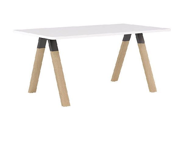 Ligna Meeting Table with solid Oak timber legs and black steel frame| 4 to 8 seater tables