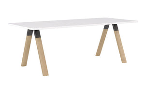 Ligna Meeting Table with solid Oak timber legs and black steel frame| 4 to 8 seater tables