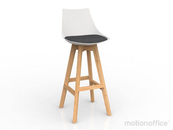 Luna Bar stool - Black or White seat with Oak Legs plus upholstered cushion
