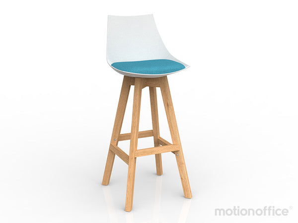 Luna Bar stool - Black or White seat with Oak Legs plus upholstered cushion