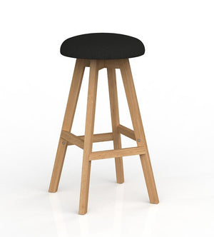 Luna Button Bar Stool with Oak Timber legs- upholstered foam seat