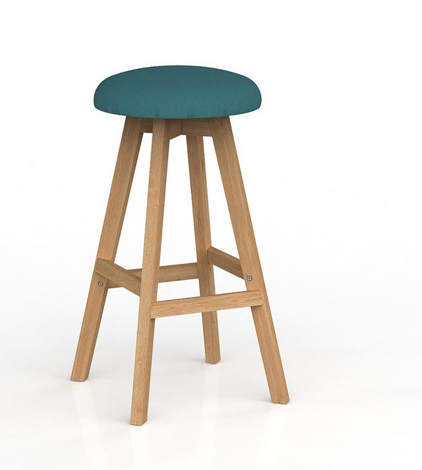 Luna Button Bar Stool with Oak Timber legs- upholstered foam seat