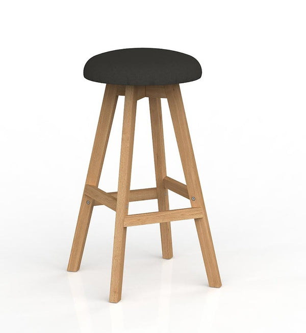 Luna Button Bar Stool with Oak Timber legs- upholstered foam seat
