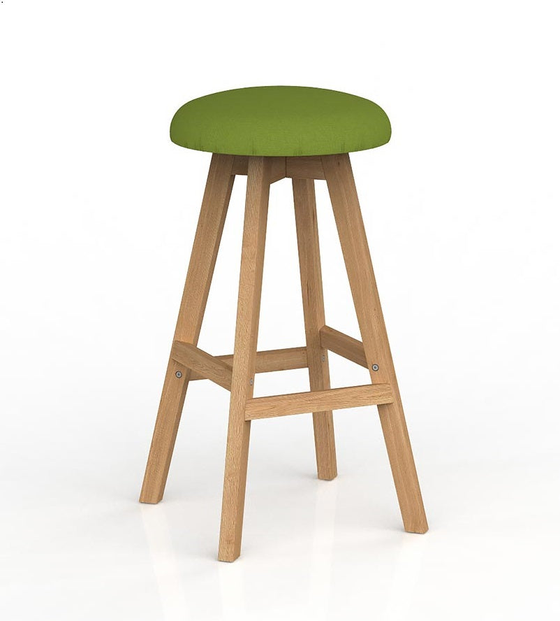 Luna Button Bar Stool with Oak Timber legs- upholstered foam seat