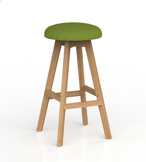 Luna Button Bar Stool with Oak Timber legs- upholstered foam seat