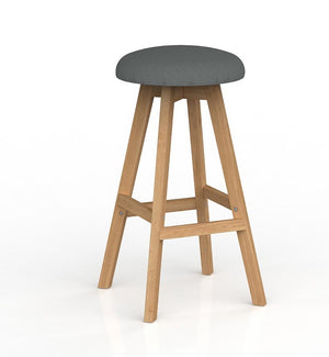Luna Button Bar Stool with Oak Timber legs- upholstered foam seat