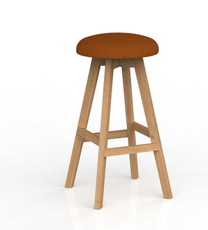 Luna Button Bar Stool with Oak Timber legs- upholstered foam seat