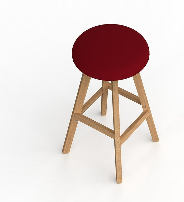 Luna Button Bar Stool with Oak Timber legs- upholstered foam seat