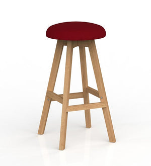 Luna Button Bar Stool with Oak Timber legs- upholstered foam seat