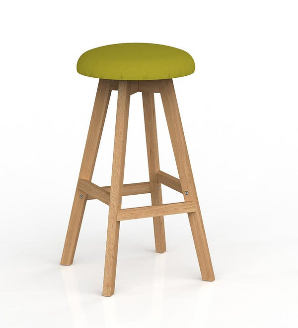 Luna Button Bar Stool with Oak Timber legs- upholstered foam seat