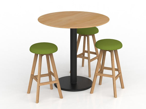 Luna Button Bar Stool with Oak Timber legs- upholstered foam seat