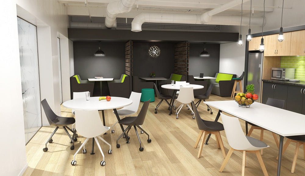 Luna visitor chair with castors| Black or White seat with fabric cushion-Run out special