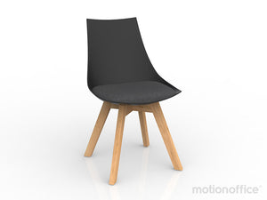 Luna visitor chair Black or White Polypropylene seat with solid Oak timber legs