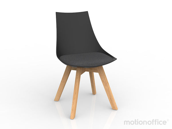 Luna visitor chair Black or White Polypropylene seat with solid Oak timber legs