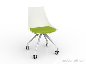 Luna visitor chair with castors| Black or White seat with fabric cushion-Run out special