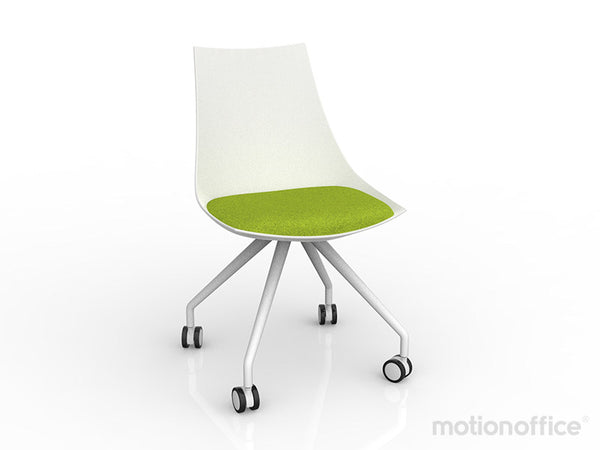 Luna visitor chair with castors| Black or White seat with fabric cushion-Run out special