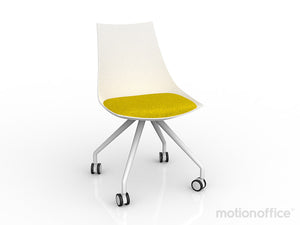 Luna visitor chair with castors| Black or White seat with fabric cushion-Run out special