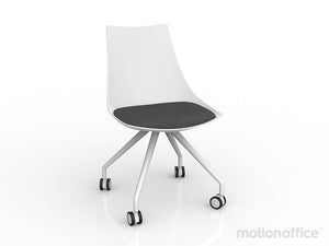 Luna visitor chair with castors| Black or White seat with fabric cushion-Run out special