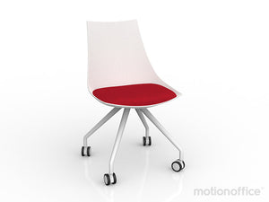 Luna visitor chair with castors| Black or White seat with fabric cushion-Run out special
