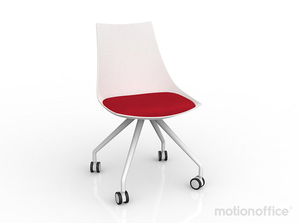Luna visitor chair with castors| Black or White seat with fabric cushion-Run out special