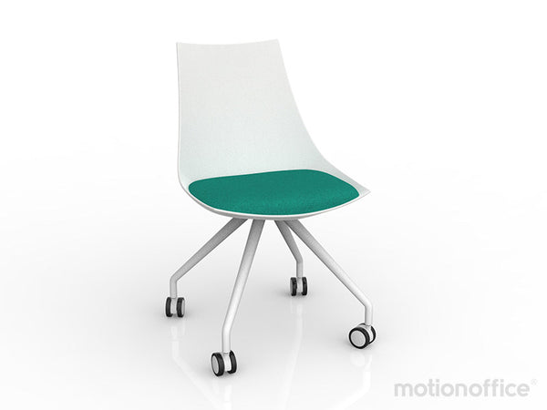 Luna visitor chair with castors| Black or White seat with fabric cushion-Run out special