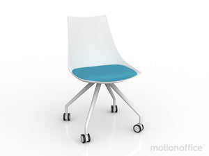 Luna visitor chair with castors| Black or White seat with fabric cushion-Run out special