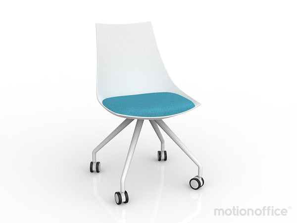 Luna visitor chair with castors| Black or White seat with fabric cushion-Run out special