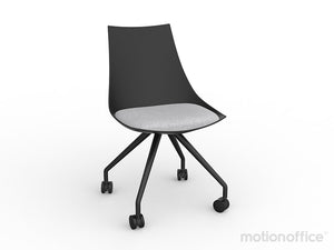 Luna visitor chair with castors| Black or White seat with fabric cushion-Run out special