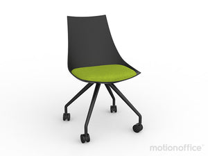 Luna visitor chair with castors| Black or White seat with fabric cushion-Run out special