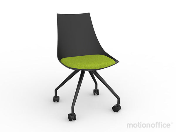 Luna visitor chair with castors| Black or White seat with fabric cushion-Run out special