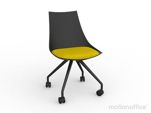 Luna visitor chair with castors| Black or White seat with fabric cushion-Run out special
