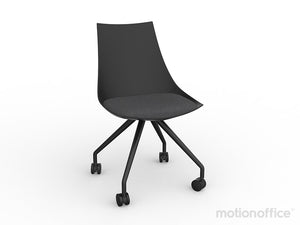 Luna visitor chair with castors| Black or White seat with fabric cushion-Run out special