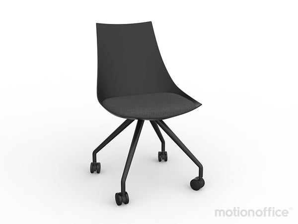 Luna visitor chair with castors| Black or White seat with fabric cushion-Run out special