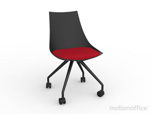 Luna visitor chair with castors| Black or White seat with fabric cushion-Run out special