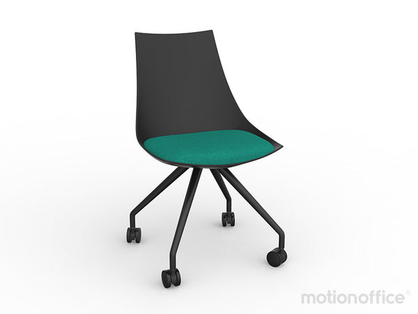Luna visitor chair with castors| Black or White seat with fabric cushion-Run out special