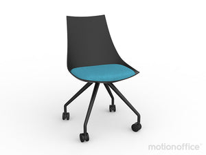 Luna visitor chair with castors| Black or White seat with fabric cushion-Run out special
