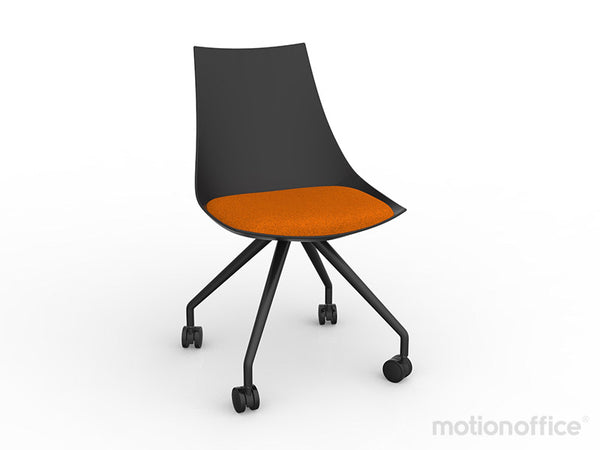 Luna visitor chair with castors| Black or White seat with fabric cushion-Run out special
