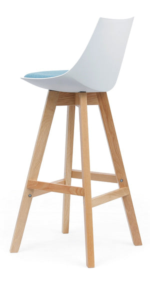 Luna Bar stool - Black or White seat with Oak Legs plus upholstered cushion
