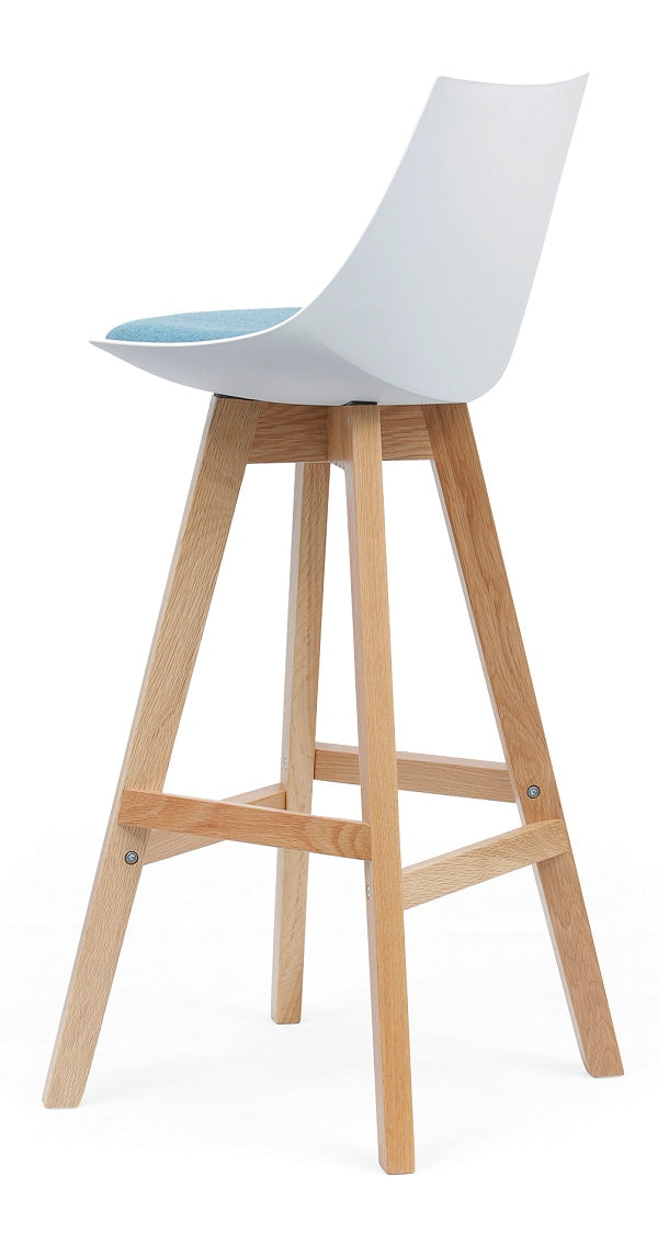 Luna Bar stool - Black or White seat with Oak Legs plus upholstered cushion