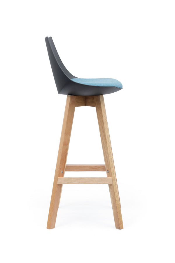 Luna Bar stool - Black or White seat with Oak Legs plus upholstered cushion