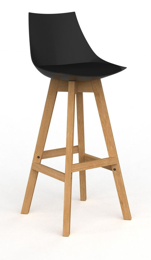 Luna Bar stool - Black or White seat with Oak Legs plus upholstered cushion