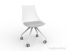 Luna visitor chair with castors| Black or White seat with fabric cushion-Run out special