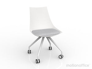 Luna visitor chair with castors| Black or White seat with fabric cushion-Run out special