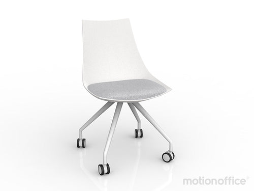 Luna visitor chair with castors| Black or White seat with fabric cushion-Run out special